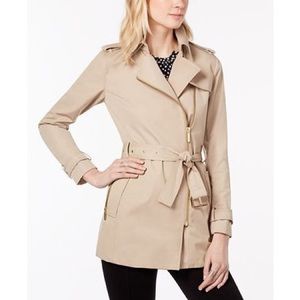 NWT Michael Kors Belted Front-Zip Trench Coat